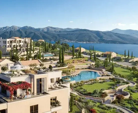 The Peaks apartments with landscaped gardens and pool, developer visualisation